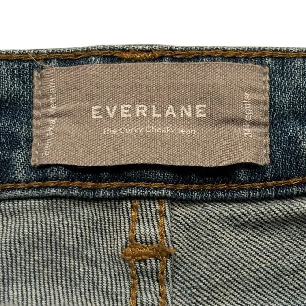 Everlane Curvy Cheeky High Rise Raw Hem Stretch Denim Medium Blue Jeans 34x28 - Picture 4 of 4